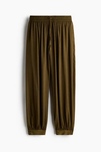 H&m Balloon Drawstring Trousers In Brown