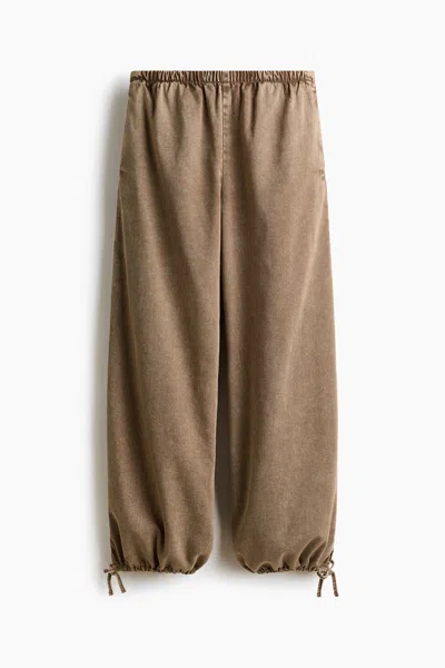 H&m Balloon-leg Denim Pants In Brown
