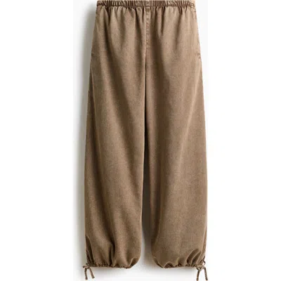 H&m Balloon-leg Denim Trousers In Brown