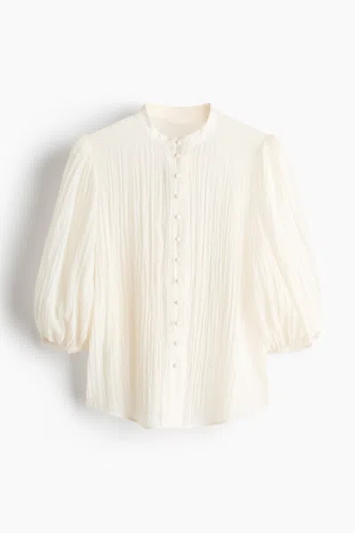 H&m Balloon-sleeved Blouse In Neutral