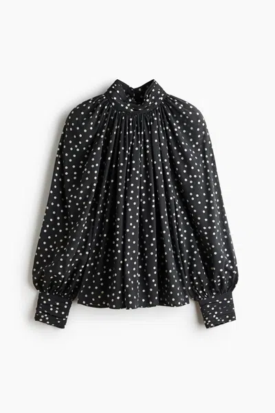 H&m Balloon-sleeved Blouse In White