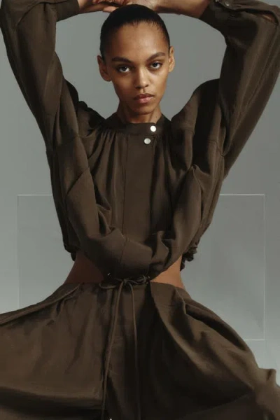 H&m Balloon-sleeved Modal Jacket In Green