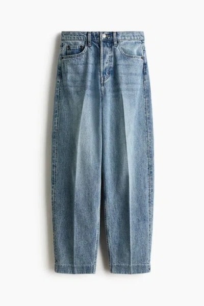 H&m Barrel High Ankle Jeans In Blue