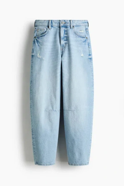 H&m Barrel High Waist Ankle Jeans In Blue