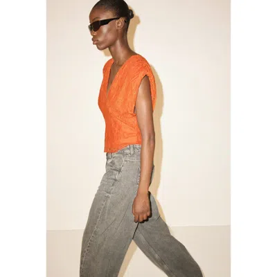 H&m Barrel High Waist Jeans In Orange