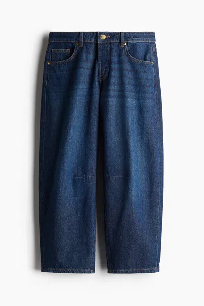 H&m Barrel Regular Cropped Jeans In Blue