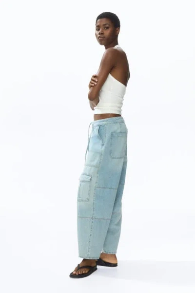 H&m Barrel Regular Waist Ankle Jeans In Blue