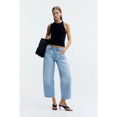 H&m Barrel Regular Waist Ankle Jeans In Blue