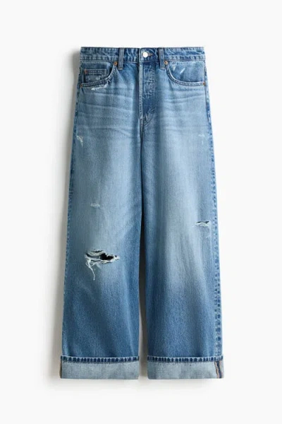 H&m Barrel Regular Waist Ankle Jeans In Multi