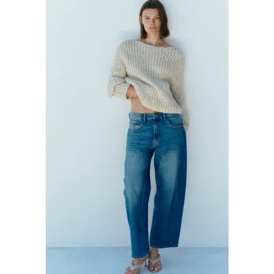 H&m Barrel Regular Waist Ankle Jeans In Transparent