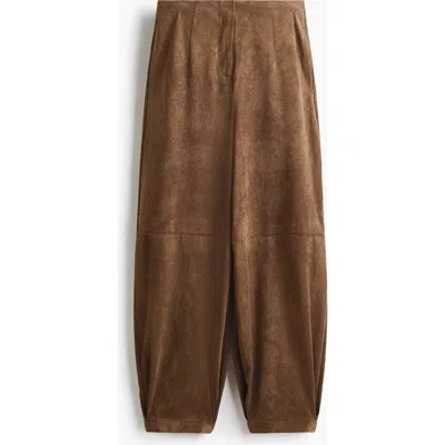 H&m Barrel Trousers In Brown
