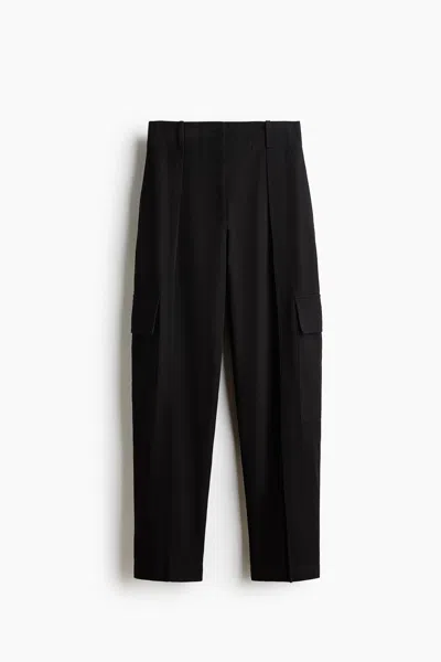 H&m Barrel-leg Cargo Pants In Black
