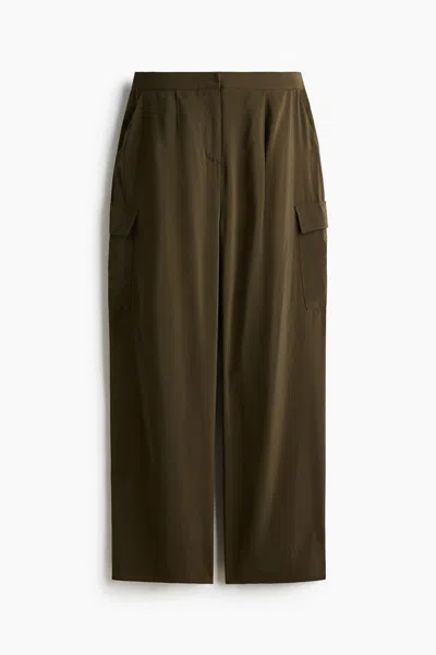 H&m Barrel-leg Cargo Pants In Green