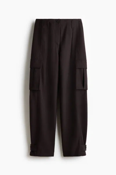 H&m Barrel-leg Cargo Trousers In Black