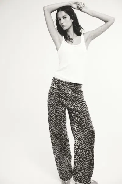 H&m Barrel-leg High-waist Jeans In Animal Print