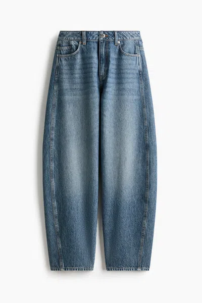 H&m Barrel-leg High-waist Jeans In Blue