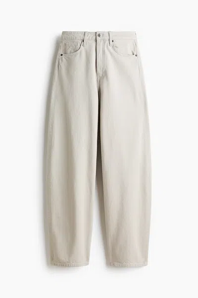 H&m Barrel-leg High-waist Jeans In Light Denim Gray
