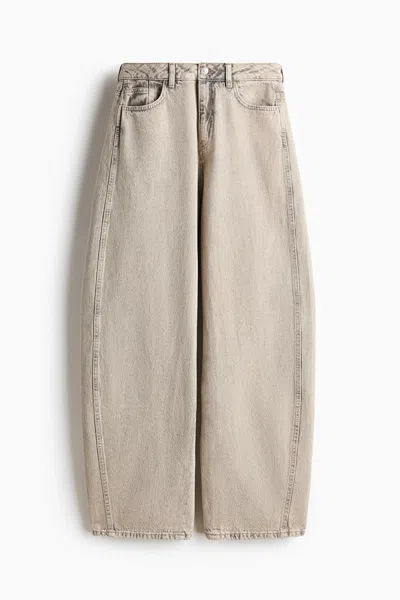 H&m Barrel-leg High-waist Jeans In Neutral