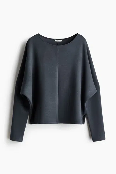 H&m Batwing-sleeved Scuba Sweatshirt In Gray