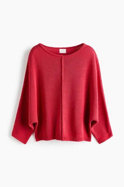 H&m Batwing-sleeved Sweater In Red