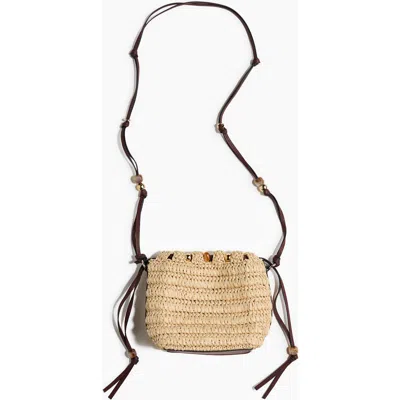 H&m Bead-detail Straw Crossbody Bag In Brown