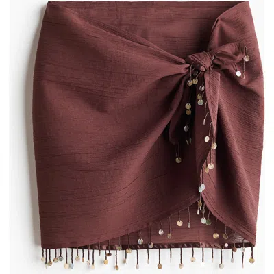 H&m Beaded Cotton Sarong In Brown