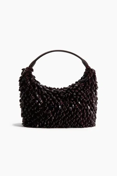 H&m Bead-embellished Handbag In Burgundy