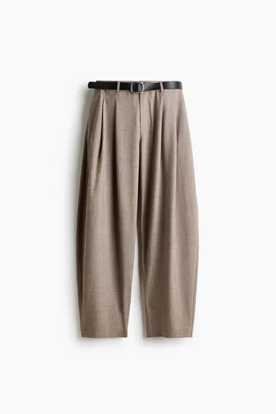 H&m Belted Balloon-leg Pants In Taupe