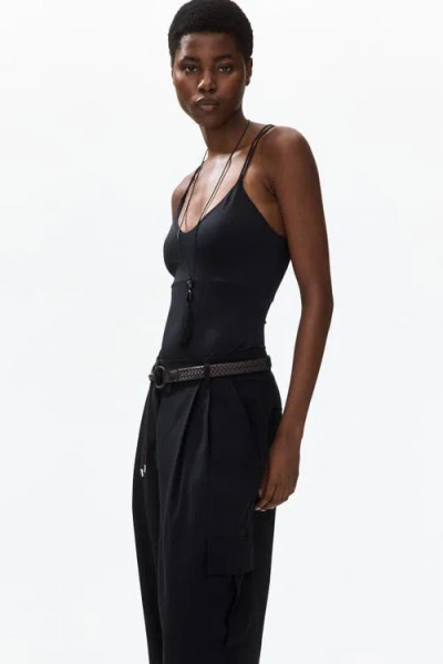 H&m Belted Barrel Trousers In Black