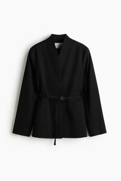 H&m Belted Blazer In Black