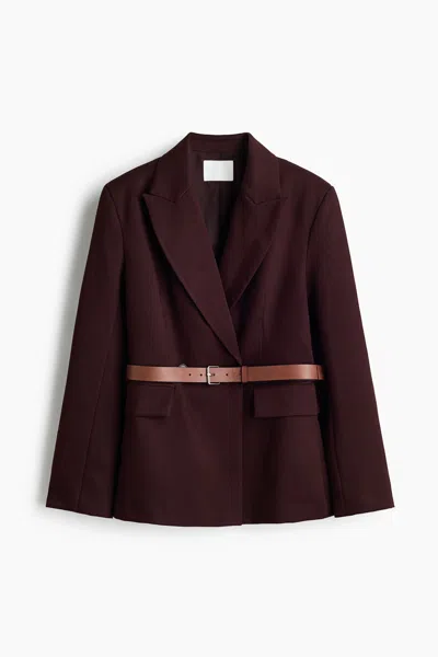 H&m Belted Double-breasted Blazer In Multi