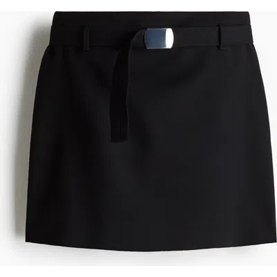 H&m Belted Mini Skirt In Black