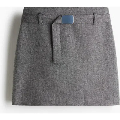 H&m Belted Mini Skirt In Gray