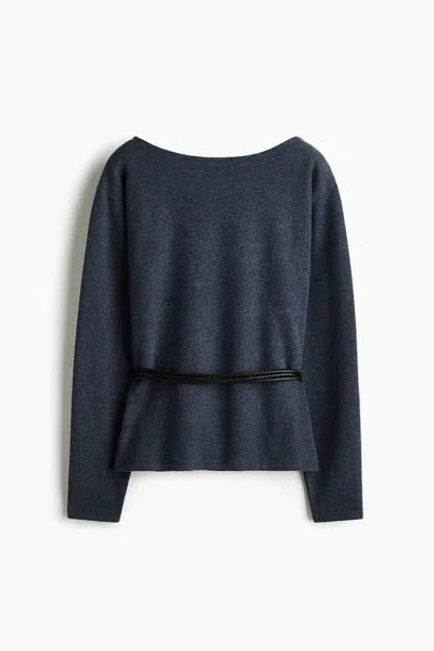 H&m Belted Rib-knit Sweater In Black