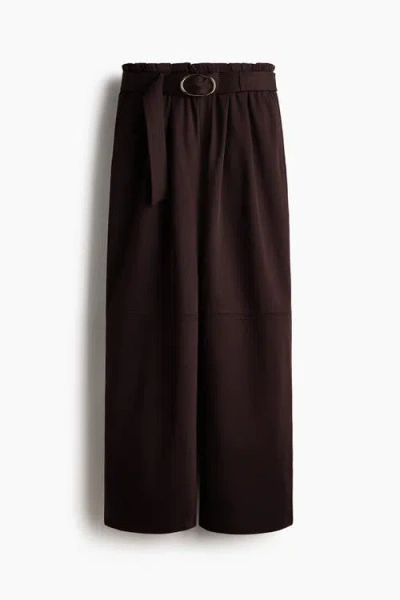 H&m Belted Trousers In Brown