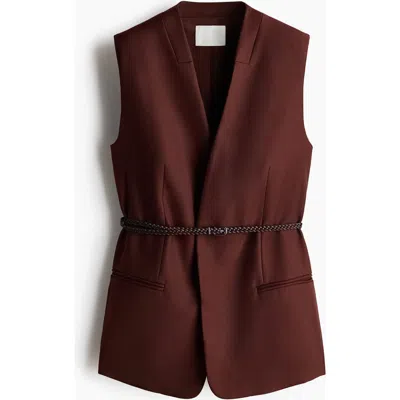H&m Belted Waistcoat In Brown