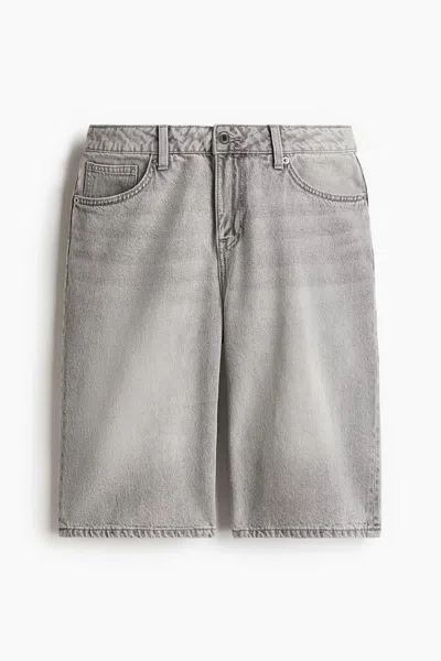H&m Bermuda Regular Denim Shorts In Light Gray