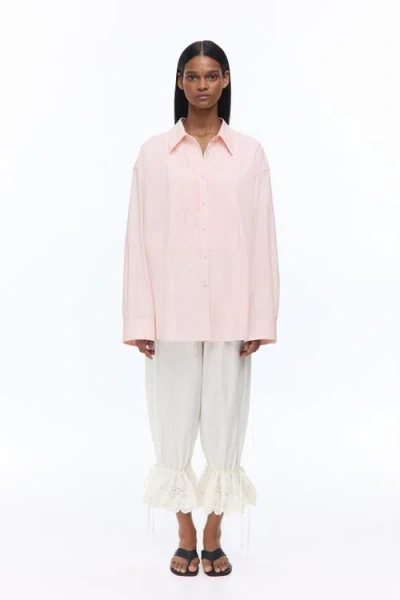 H&m Bib-front Poplin Shirt In Pink
