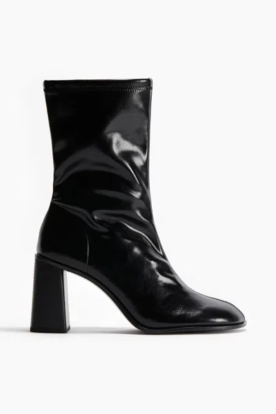 H&m Block-heeled Ankle Boots In Black