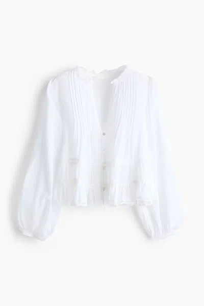H&m Blouse With Pintucks In White