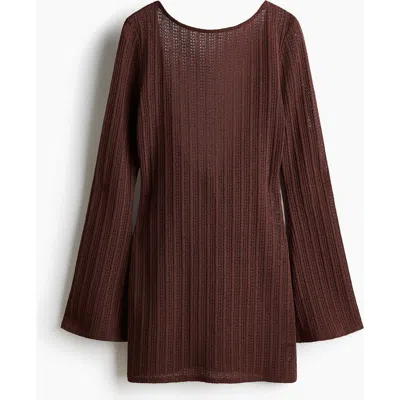 H&m Boat-neck Beach Dress In Brown