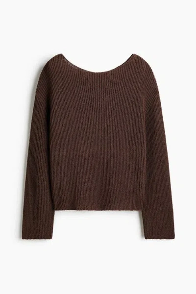 H&m Boat-neck Jumper In Brown