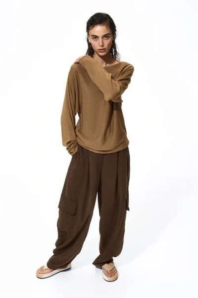 H&m Boat-neck Jumper In Brown