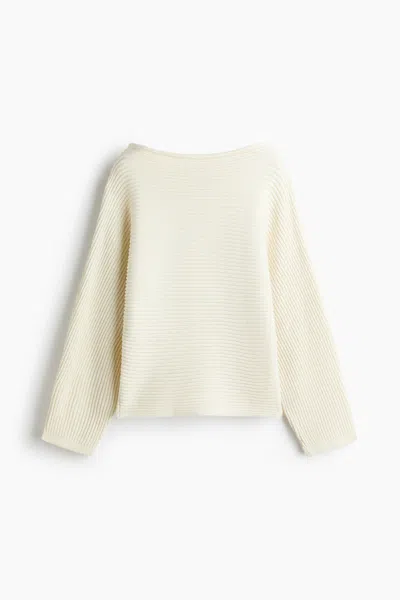 H&m Boat-neck Rib-knit Sweater In Neutral