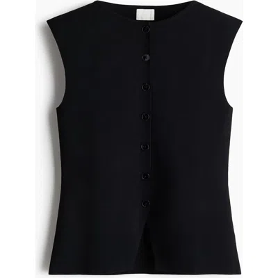 H&m Boat-neck Rib-knit Vest In Black