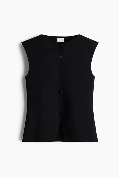 H&m Boat-neck Rib-knit Vest In Black