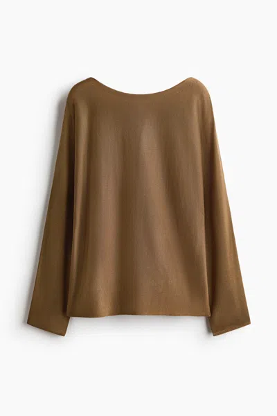 H&m Boat-neck Sweater In Burgundy