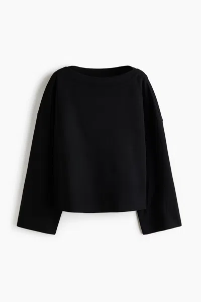 H&m Boat-neck Sweatshirt In Black