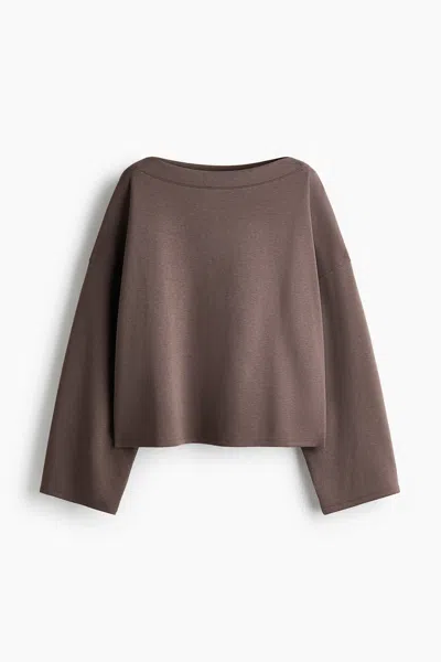 H&m Boat-neck Sweatshirt In Brown