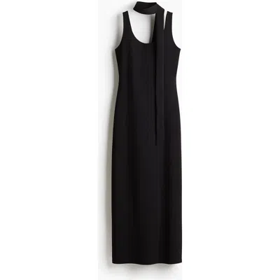 H&m Bodycon Dress With Scarf In Black